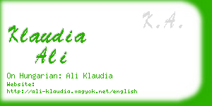 klaudia ali business card